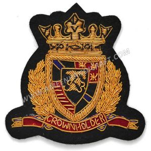 Custom Crown Holder Bullion Wire Badges