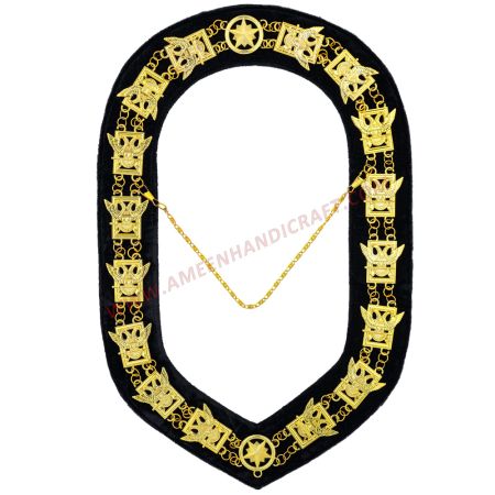 32nd Degree Scottish Rite Chain Collar Gold on Black Velvet