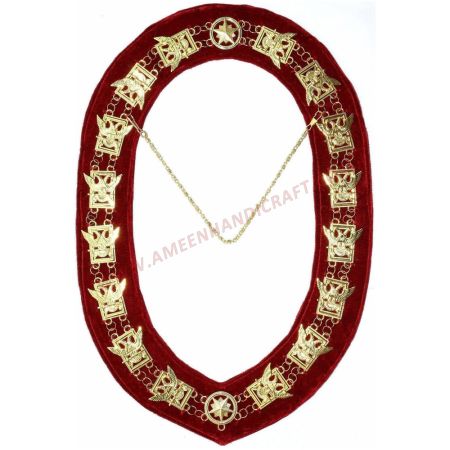 32nd Degree Scottish Rite Chain Collar Wings Up Gold Plated