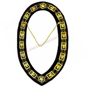 32nd Degree Scottish Rite Chain Collar Wings Down Gold Plated