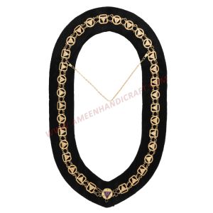 33rd Degree Scottish Rite Chain Collar -Gold Plated With Black Velvet