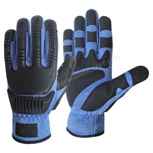 Heavy Duty Cowhide Leather Impact Mechanic Gloves