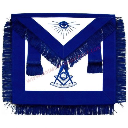 Past Master Blue Lodge Apron Hand Embroidery & Fringe