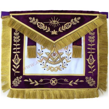 Past Master Blue Lodge Apron with Gold Fringe Tassels