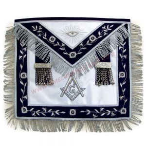 Master Mason Blue Lodge Apron White Satin & Navy Blue