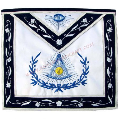 Past Master Blue Lodge Apron Velvet Ribbon with Silver Braid