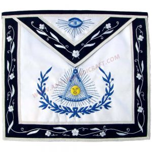 Past Master Blue Lodge Apron Velvet Ribbon with Silver Braid