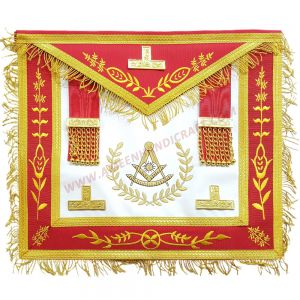 Past Master Blue Lodge Apron Red Gold Machine Embroidery