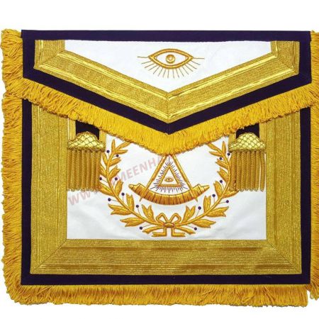 Past Master Blue Lodge Apron Purple Velvet Gold Hand Embroidery