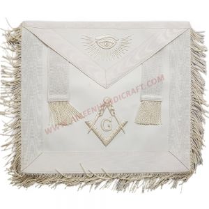 Master Mason Blue Lodge Apron White Hand Embroidery