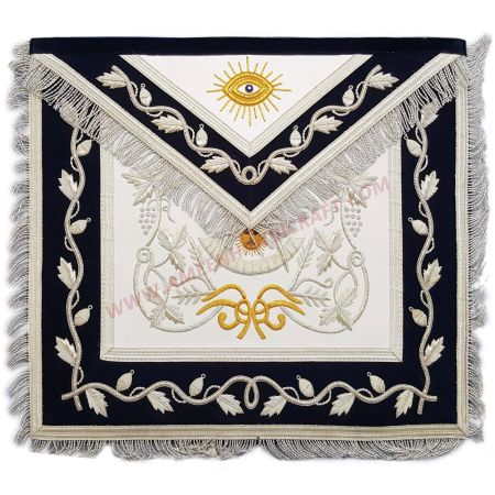 Past Master Blue Lodge Apron Silver & Gold Hand Embroidery