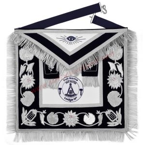 Past Master Blue Lodge Apron Customizable Hand Embroidery Silver Bullion