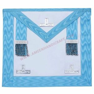 Worshipful Master Craft Apron White & Turquoise Moire